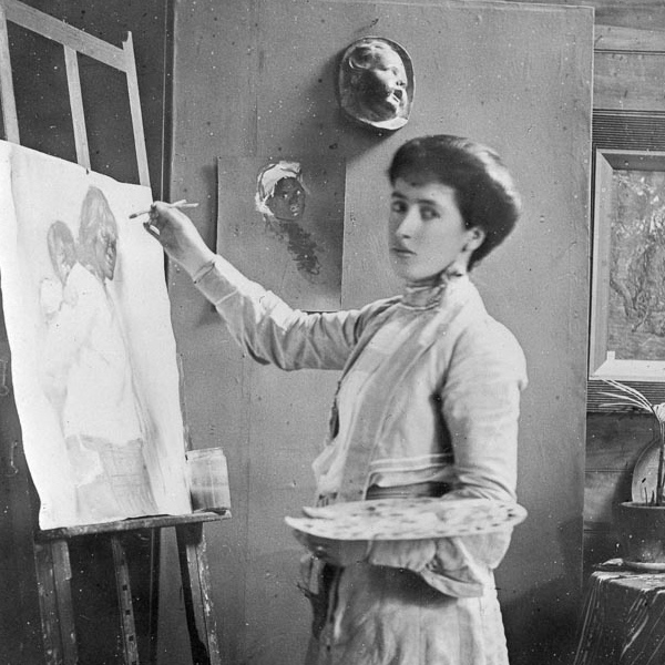 Frances-Hodgkins-at-her-easel