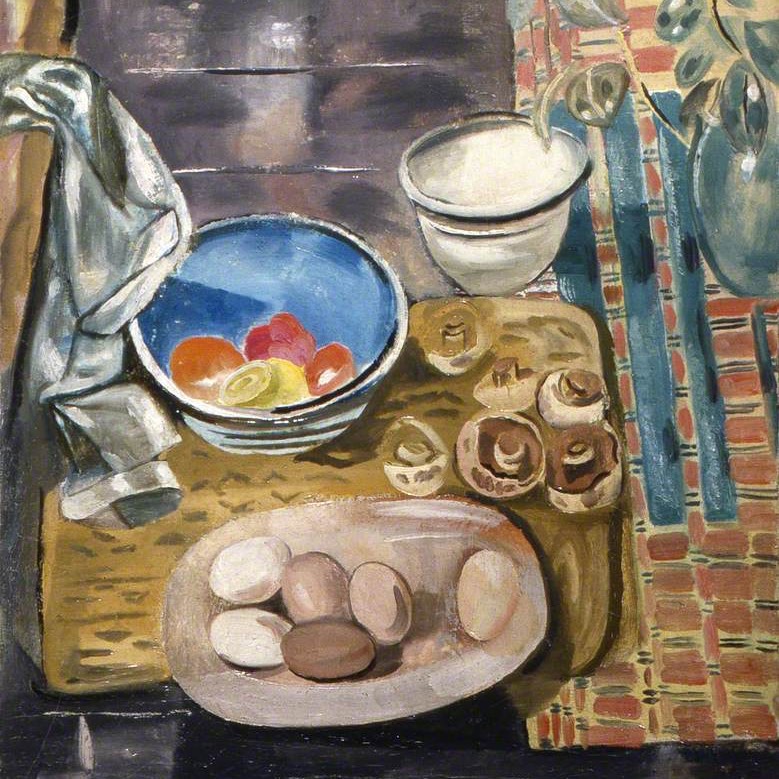 Still Life: Eggs, Tomatoes and Mushrooms